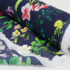 Tecido Crepe Chiffon de Viscose Italiana Floral Colorido e Azul Marinho