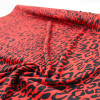 Tecido Crepe Silk Italiano Sarjado Acetinado Animal Print Preto e Vermelho