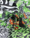 Tecido Crepe Chiffon Italiano Multi Estampa Preto e Tons de Verde