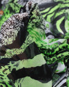 Tecido Crepe Chiffon Italiano Multi Estampa Preto e Tons de Verde