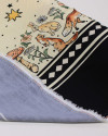 Tecido Viscose Barrado Duplo Bosque e Estrelas Preto e Creme (Com Leves Defeitos)