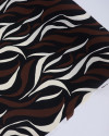 Tecido Crepe Koshibo Ondas Abstratas Creme, Marrom e Preto