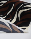 Tecido Crepe Koshibo Ondas Abstratas Creme, Marrom e Preto