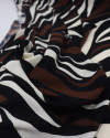 Tecido Crepe Koshibo Ondas Abstratas Creme, Marrom e Preto