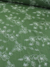 Tecido Alfaitaria de Viscose Bordada Floral Branco e Verde Militar