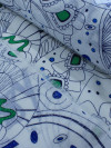Tecido Cambraia de Algodão Desenhos Abstratos Baby Azul e Branco