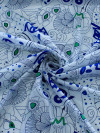 Tecido Cambraia de Algodão Desenhos Abstratos Baby Azul e Branco