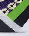 Tecido Viscose Italiano Arabesco Barrado Verde e Roxo