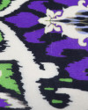 Tecido Viscose Italiano Arabesco Barrado Verde e Roxo