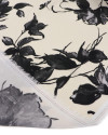 Tecido Viscose Italiano Macro Floral Preto e Creme