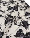 Tecido Viscose Italiano Macro Floral Preto e Creme