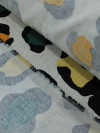 Tecido Linho Misto Leve Macro Animal Print Laranja verde e cru