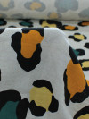 Tecido Linho Misto Leve Macro Animal Print Laranja verde e cru