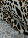 Tecido Linho Misto Leve Animal Print Classico Preto e Bege