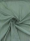 Tecido Viscose Mista Maquinetada Listras Verde Musgo e Branco