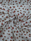 Tecido Sarja Mista com Elastano Micro Rosas Branco
