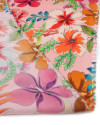 Tecido Crepe Salinas Italiano Tapete Floral Colorido e Salmão