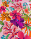 Tecido Crepe Salinas Italiano Tapete Floral Colorido e Salmão