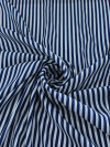 Tecido Viscose Mista Maquinetada Listras Azul Marinho e Branco