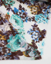 Tecido Crepe Chiffon Tapete Floral Tons de Azul e Offwhite (0.6m)