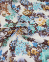 Tecido Crepe Chiffon Tapete Floral Tons de Azul e Offwhite (0.6m)
