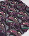 Tecido Crepe Chiffon Abstrato Preto, Verde e Roxo