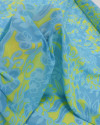 Tecido Crepe Chiffon Flores e Ramos Amarelo e Azul