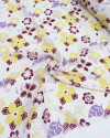 Tecido Crepe Chiffon Floral Amarelo, Vinho e Offwhite