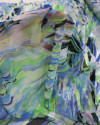 Tecido Crepe Chiffon Pinceladas Abstratas Azul e Verde