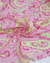 Tecido Crepe Chiffon Macro Cashmere Verde Neon e Rosa Bebê