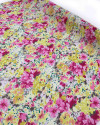 Tecido Crepe Chiffon Tapete Floral Amarelo e Rosa