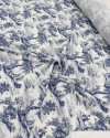 Tecido Viscose Premium Toile de Jouy Azul e Offwhite