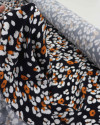 Tecido Viscose Premium Animal Print Branco, Laranja e Preto