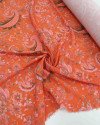 Tecido Viscose Premium Floral e Cashmere Rosa e Laranja