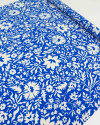 Tecido Crepe de Viscose Italiano Tapete Floral Branco e Azul