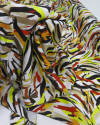 Tecido Viscose Italiano Pinceladas Laranja e Amarelo