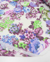 Tecido Crepe Chiffon Tapete Floral Tons de Roxo e Offwhite