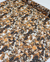 Tecido Crepe Chiffon Pintura Abstrata Laranja e Preto (1m)