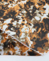 Tecido Crepe Chiffon Pintura Abstrata Laranja e Preto