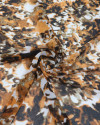 Tecido Crepe Chiffon Pintura Abstrata Laranja e Preto (1m)