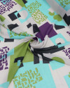 Tecido Crepe Chiffon Gêometricos Ciano, Verde e Offwhite (COM DETALHES)