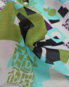 Tecido Crepe Chiffon Gêometricos Ciano, Verde e Offwhite (COM DETALHES)