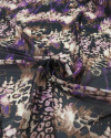 Tecido Crepe Chiffon Animal Print Marrom, Roxo e Preto
