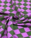 Tecido Viscose Xadrez Regular Verde e Rosa