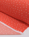 Tecido Viscose Micro Pingos Branco e Vermelho Vivo