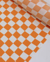 Tecido Viscose Xadrez Branco e Laranja