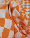 Tecido Viscose Xadrez Branco e Laranja