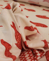 Tecido Viscose Premium Barrado Sardina Decrescente Vermelho e Creme