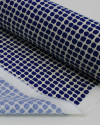 Tecido Linho Misto Italiano Pingos Azul Marinho e Offwhite