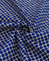 Tecido Linho Misto Italiano Pingos Azul Marinho e Offwhite